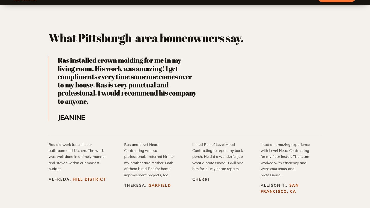 The reviews section of the new homepage