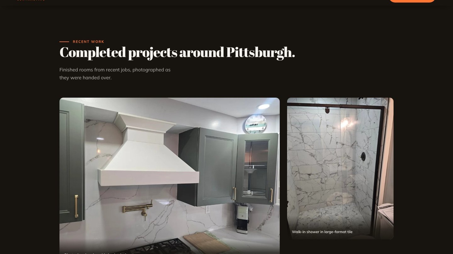 The recent work section of the new homepage